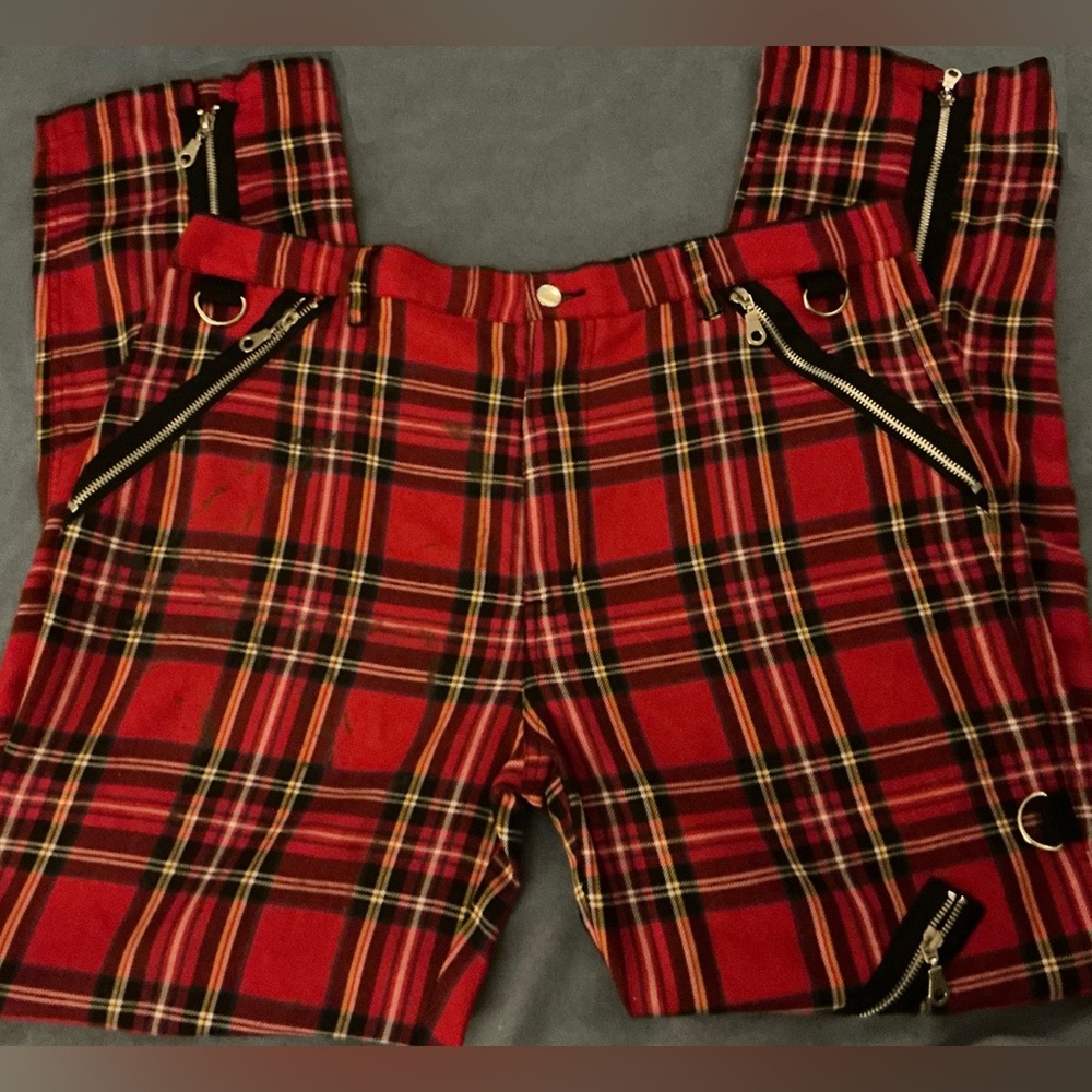 Vintage MORBID THREAD Red Plaid Bondage Pants | Tagged Men’s 38 Goth Punk Oi